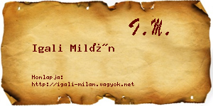 Igali Milán névjegykártya